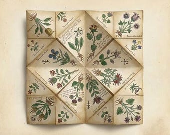 Voynich Storyteller Foldable Oracle · Botanical Narrative Object · Printable PDF