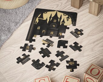 Halloween house, Kids' Puzzle, 30-Piece, victorian inspired style, kindergarten gift, vintage style, vintage toy inspired