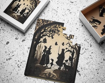 Fairy tale in the style of shadow theaters of the Victorian era, Kids' Puzzle, 30-Piece, Kindergarten, story time, time family, quality time