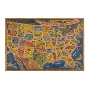 Großer Teppich, alte Landkarte der USA, 120x180 cm, perfekt für Spielzimmer, Kindergarten, Vorschule, Schule, Zuhause, Geburtstagsgeschenk