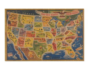 BIG Area Rug, Old map of USA, 48x72 inches, perfect for gameroom, playroom, kindergarten, preschool, school, home, birthday gift