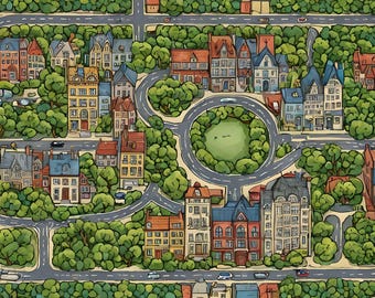 Play mat/Area Rug for playing with little cars, English countryside style, perfect for daycare, preschool or for the home, 24x36 inches