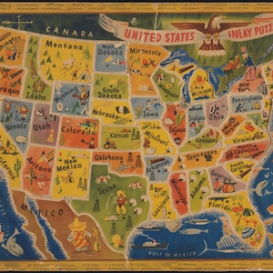 Ancienne carte des États-Unis, tapis de jeu/tapis pour jouer avec des petites voitures, parfait pour une garderie, un jardin d'enfants ou pour la maison, 61 x 91 cm