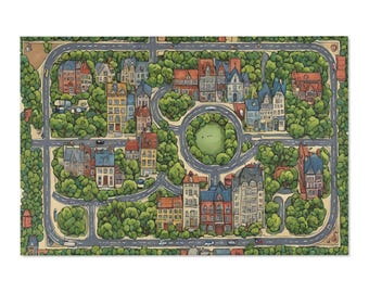 BIG Area Rug, city for little cars, 48x72 inches, perfect for gameroom, playroom, kindergarten, preschool, school, home, birthday gift