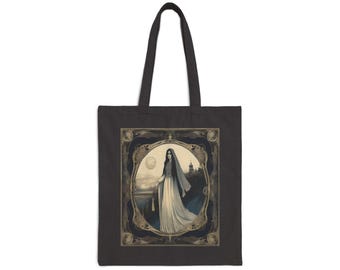 Halloween Cotton Canvas Tote Bag, trick and threat bag, halloween party, witch ghost, candies bag, halloween candies