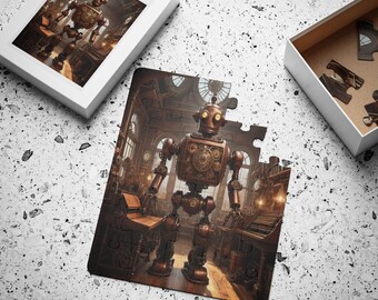 Robot, victorian period inspired, Kids' Puzzle, 30-Piece, 30-Piece, toddler, kindergarten, preschool, rounded corners for safety