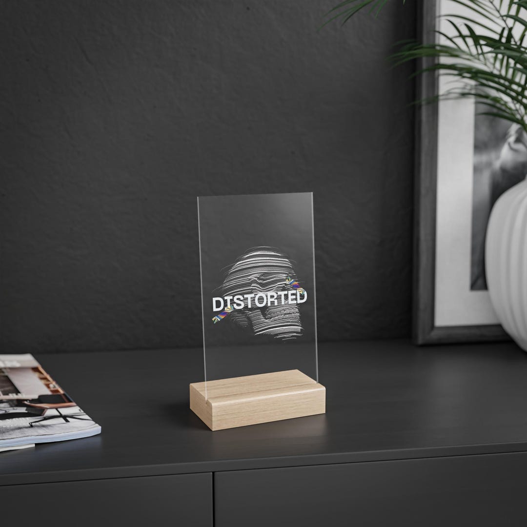 Distorted Face Acrylic Sign Minimalist Optical Illusion Desk Art Modern ...