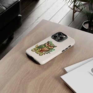 Custodia per telefono, design gufo della natura, iPhone 14/16, custodia per telefono gufo, custodia resistente, guscio protettivo, regalo per gli amanti della fauna selvatica, custodia con stampa gufo della foresta