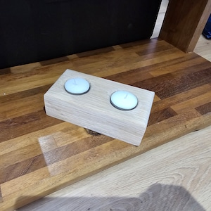 solid oak tea light holder