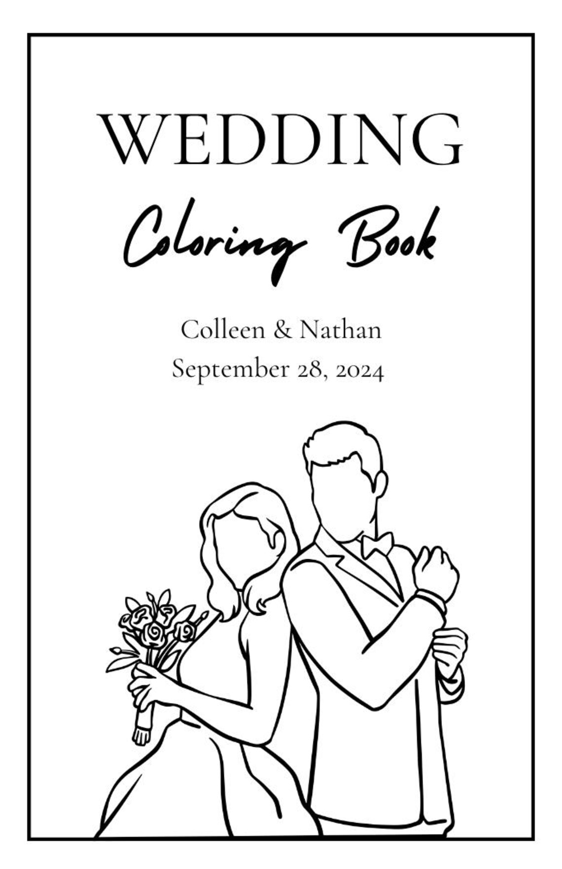 Printable Children's Wedding Theme Coloring Books Personalized ...