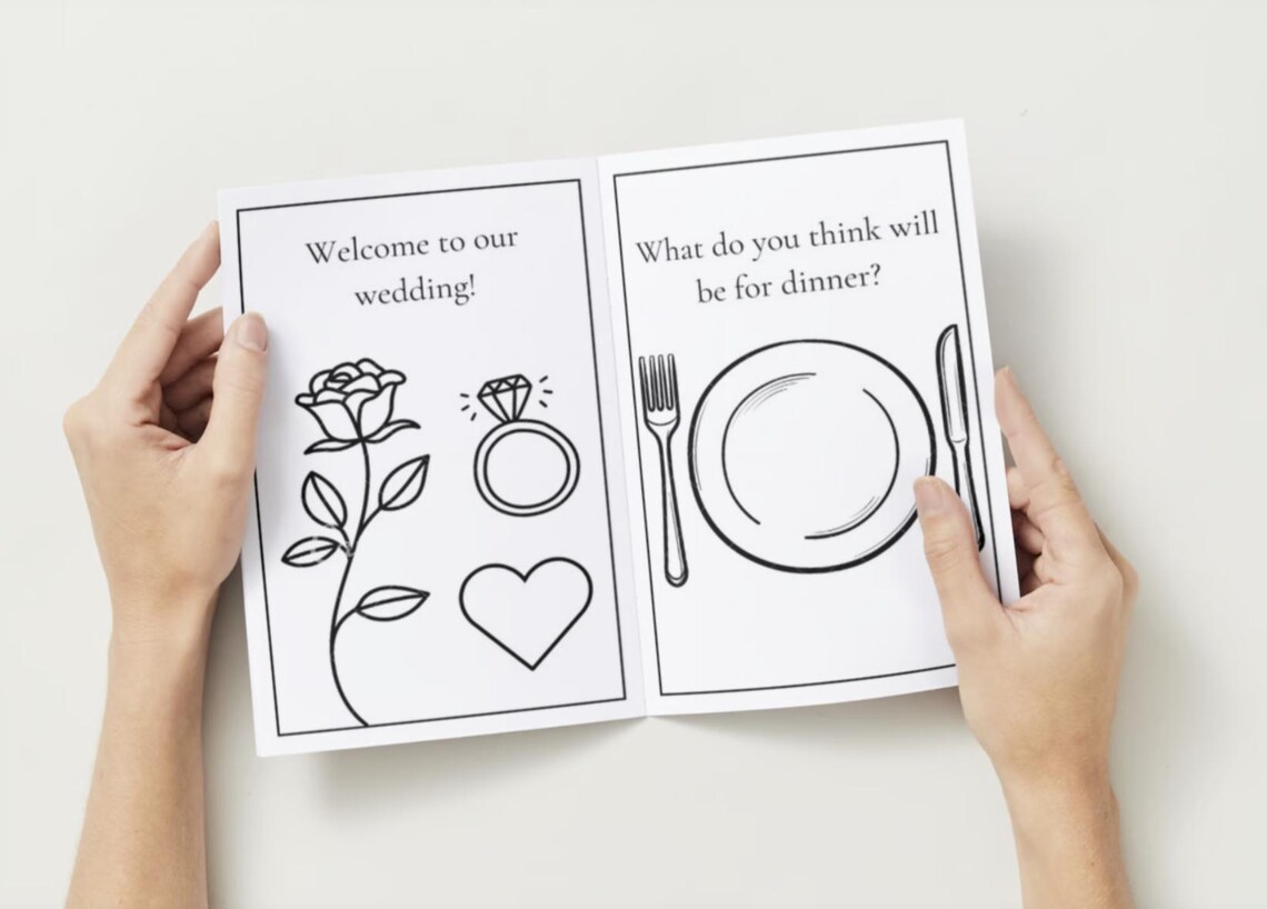 Printable Children's Wedding Theme Coloring Books Personalized ...