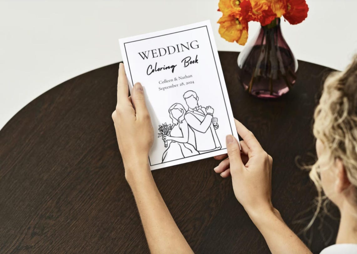 Printable Children's Wedding Theme Coloring Books Personalized ...