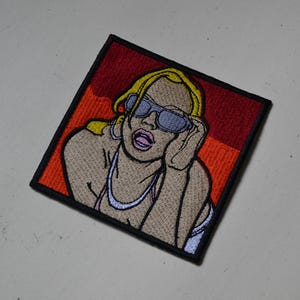 GTA San Andreas Blonde Girl Embroidered Patch 4x4 Inch, Classic Loading Screen Patch, Grand Theft Auto Gaming Gift, Gamer Streetwear