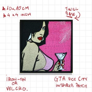 GTA Embroidered Patch, Grand Theft Auto Patch, GTA Vice City Gaming Patch, Retro Gamer Gift, GTA Fan Gift, 10x10 cm