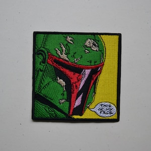 Patch bordado do Boba Fett 10 x 10 cm | Patch inspirado em Mandalorian | Para costurar, passar a ferro ou fixar com velcro | Presente para fãs de Star Wars