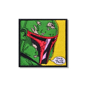 Boba Fett Embroidered Patch 4x4 Inch (10x10 cm) | Mandalorian Inspired Morale Patch | Twill Sew-On, Iron-On or Velcro | Star Wars Fan Gift