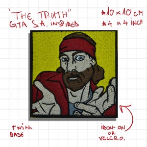 GTA San Andreas The Truth Loading Screen Embroidered Patch 4x4 Inch, Grand Theft Auto Patch, GTA Gaming Gift, GTA 6 Fan Gift, Gamer Gift