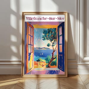 Arte mural digital, Henri Matisse, póster de viaje al sur de Francia, arte de exposición en galería, decoración ecléctica y moderna para el hogar, ventana al mar, relación de aspecto 2:3