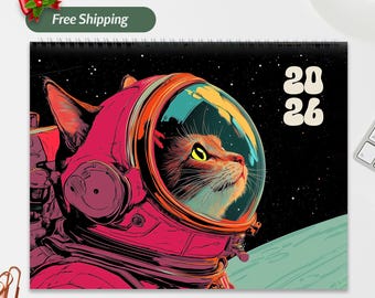 Funny Cat Professionals 2026 Wall Calendar, Kitty Illustration, 2026 Planner & Cat Themed Gift Cat Lovers, Christmas, New Year, kid's room