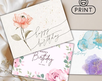 Floral Birthday Card: Printable Flower Design (Digital Download)