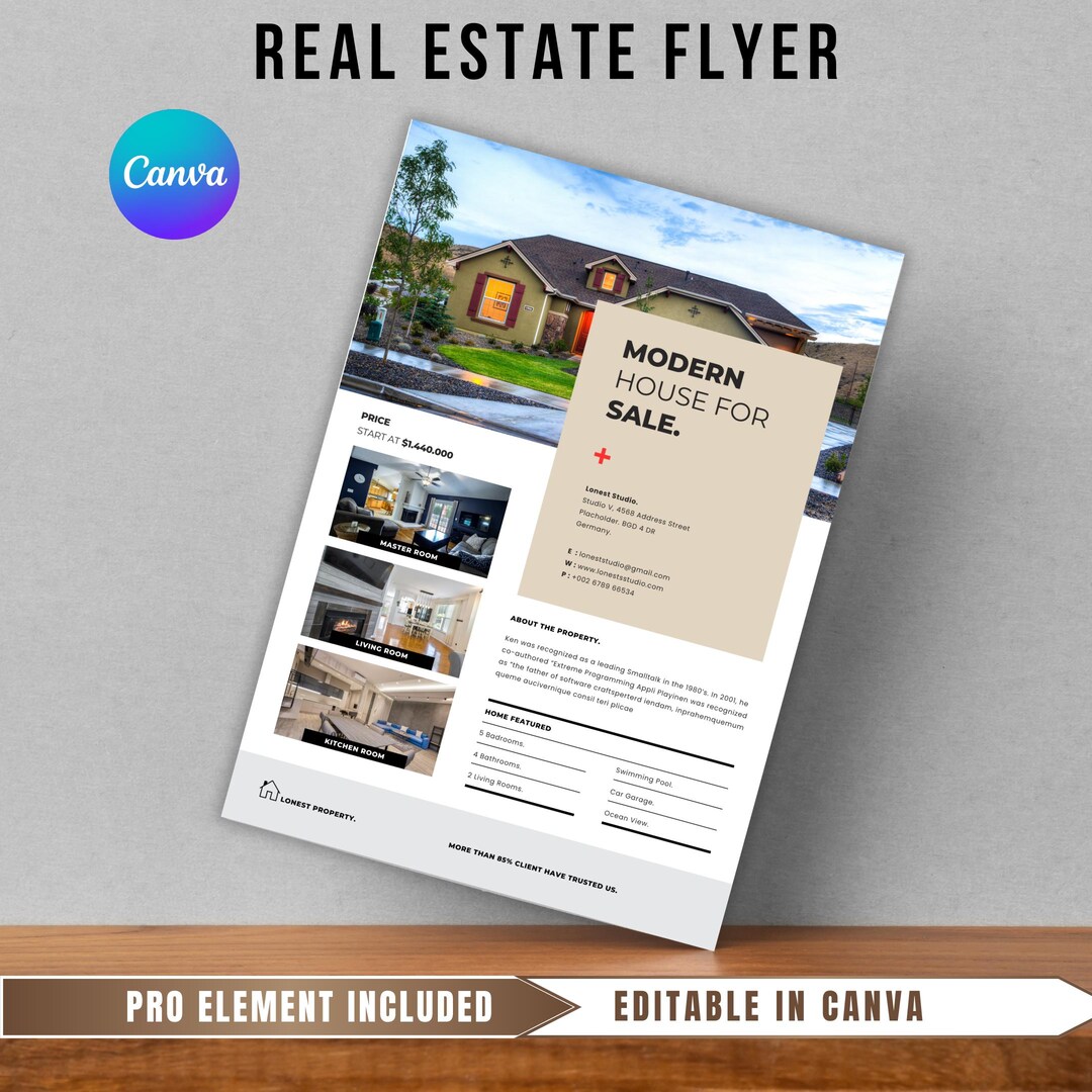 Editable Real Estate Flyer Template: Modern Canva Design (A4, Digital ...