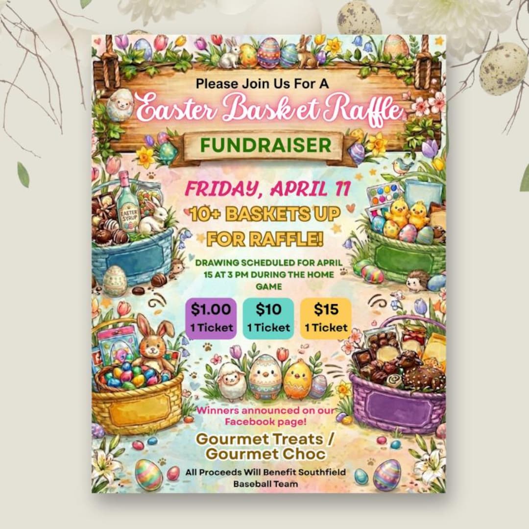 Basket Raffle Flyer Template, Editable Fundraiser Invitation (canva) - Etsy