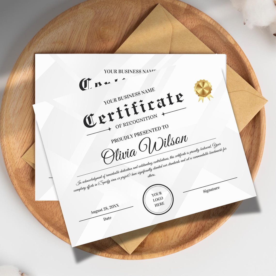 Editable Gold Certificate Template: Modern Recognition Award (canva ...