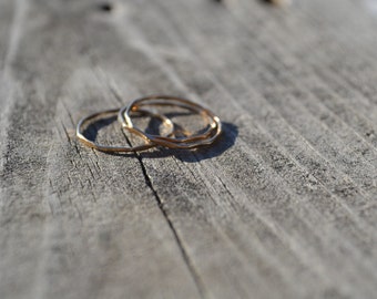 Faceted Stacking Rings 14K Gold Filled extra Dainty Stack of Three Rings made to order