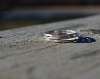 Faceted Stacking Rings Sterling Silver Dainty Stack of Three Rings