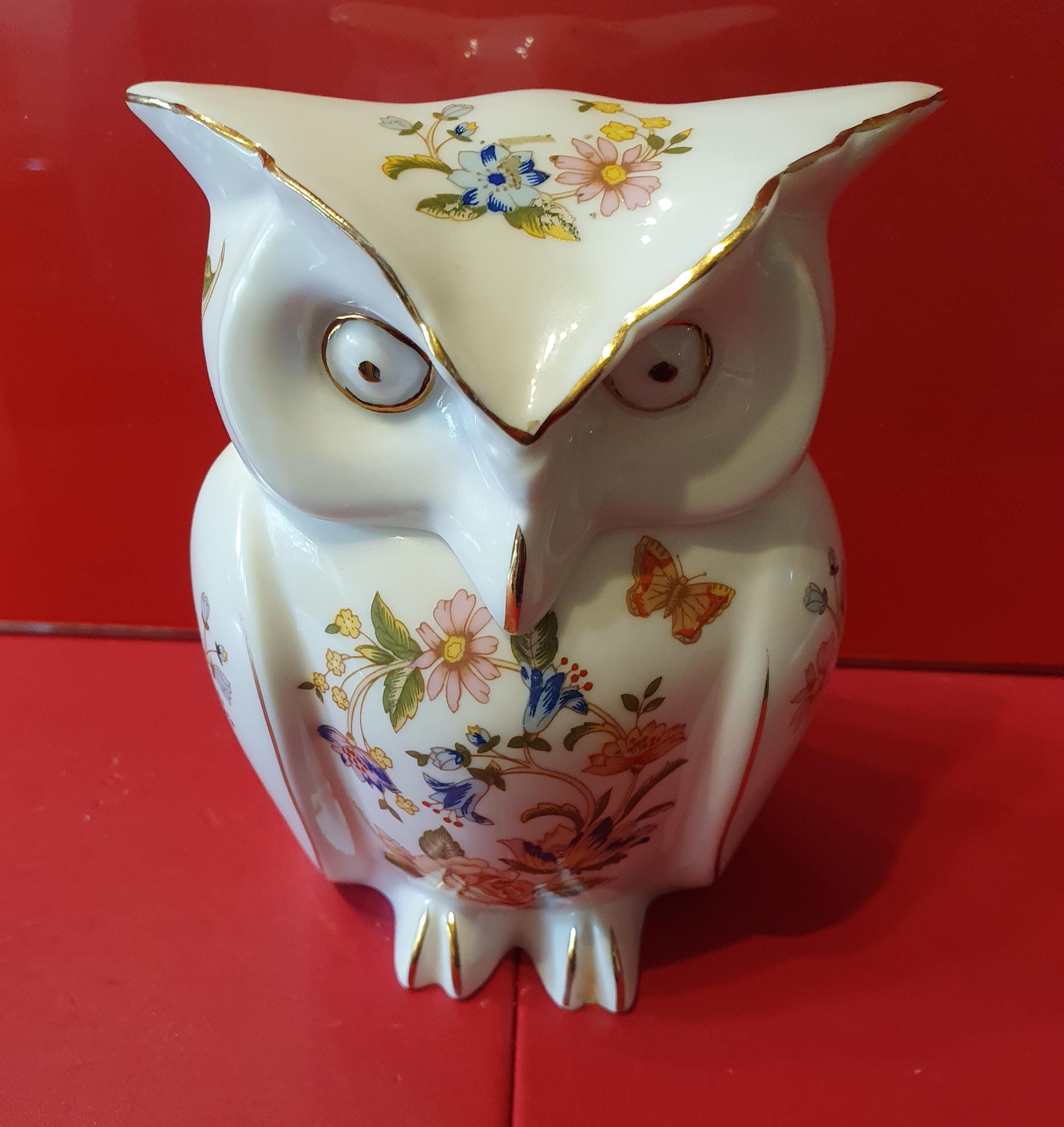Aynsley Animals, 'Owl 5" high - Standing' Trinket box, Cottage Garden pattern Gloss, 5