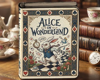 Bolsa para livros Alice no País das Maravilhas, Bolsa estilo coelho branco caprichoso, Bolsa estilo casa de campo fantástica