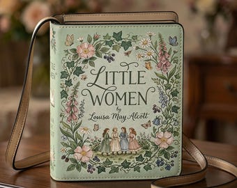 Kleine Frauen Buch Tasche, Cottagecore Blumenhandtasche, Louisa May Alcott literarische Geldbörse