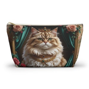 Royal Victorian Persian Cat Accessory Pouch - Gift for Victorian Royal Cat Portrait Lover - Victorian Art Style