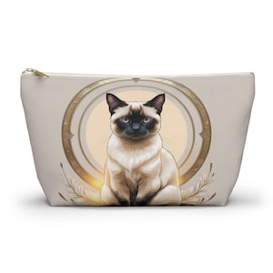 Mystic Siamese Accessory Pouch - Symbolic Travel Pouch - Gift for Cat Mom - Symbolic Portrait