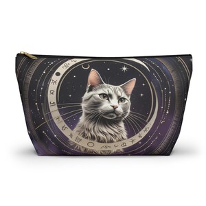 銀河日食キャットアクセサリーポーチ - 宇宙キャリーポーチ - 猫ママへのギフト - ミスティック セレスティアル ブティック