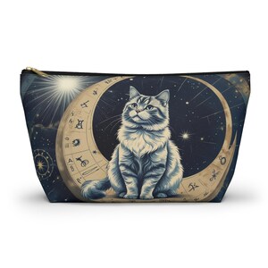 Bolsa de viaje con diseño de gato Ragdoll celestial - Símbolos del zodiaco - Regalo para buscadores cósmicos