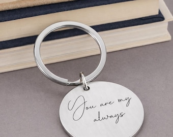 Llavero con escritura a mano auténtica, recuerdo grabado en acero inoxidable, regalo conmemorativo con firma personalizada