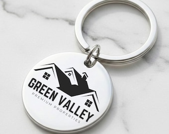 Llavero con logotipo personalizado, llavero grabado personalizado, productos promocionales para empresas, regalos corporativos para clientes.