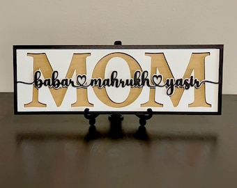 Letrero del Día de la Madre / Regalo personalizado para ella / Regalo personalizado con nombres de niños para mamá
