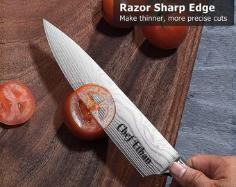 Cuchillo de chef de acero al carbono personalizado, cuchillo de carnicero grabado a medida, regalo para barbacoa