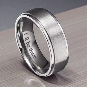 Titanium Men’s Ring, Wedding Band, Brushed Matte Finish Raised Center, Lightweight 8mm Wide, Comfort Fit  Ring, Titanium Men’s Wedding Band