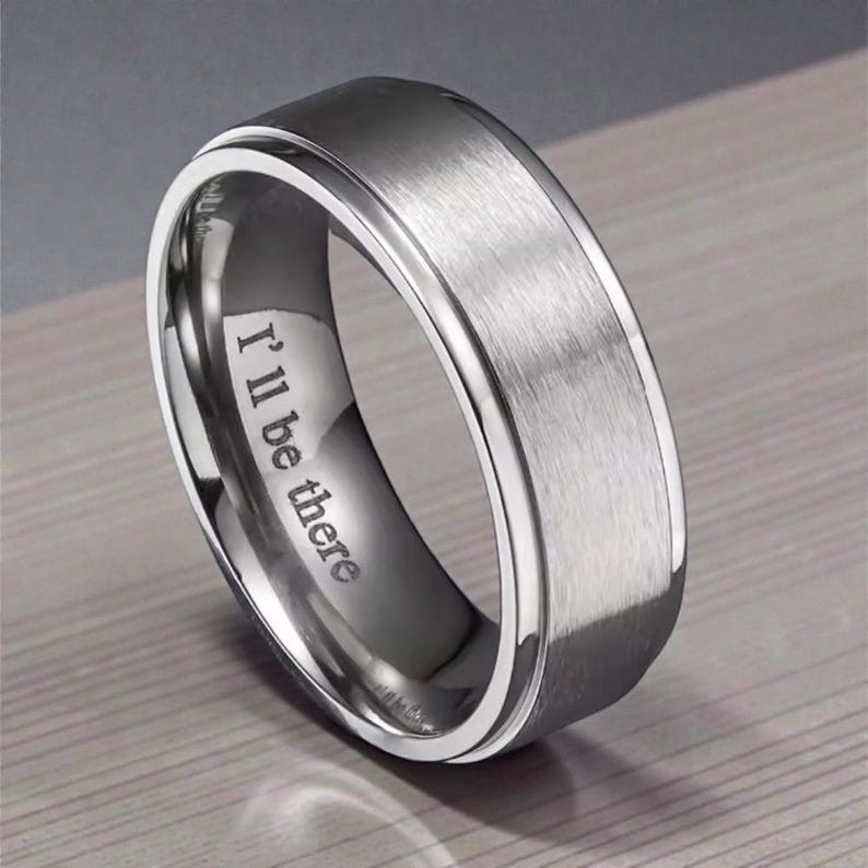 Titanium Men’s Ring, Wedding Band, Brushed Matte Finish Raised Center, Lightweight 8mm Wide, Comfort Fit  Ring, Titanium Men’s Wedding Band