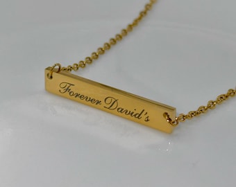 Collar con barra grabada personalizada, joyería minimalista para guardar recuerdos, oro, plata y oro rosa, regalo para ella / Día de la Madre