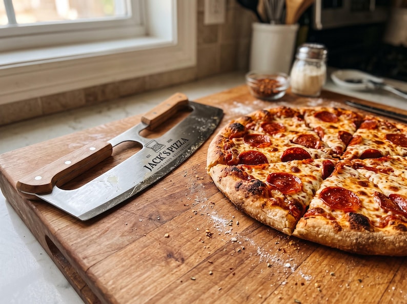 Spersonalizowany nóż do pizzy Rocker | Grawerowana krajalnica do pizzy | Prezent dla niej | Prezent na rocznicę | Prezent na parapetówkę | Prezent na Dzień Ojca zdjęcie 1
