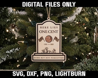 Adorno conmemorativo de centavo (archivo digital LightBurn) / Plantilla para adorno de centavo / Grabado láser SVG / Adorno navideño DIY