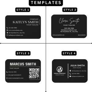 Four business card design templates labeled style 1, style 2, style 3, and style 4 with different layout options.