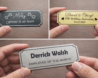 Placa metálica grabada para urna, placa conmemorativa, placa de escritorio personalizada, grabado de placa de trofeo, placa de marco personalizada