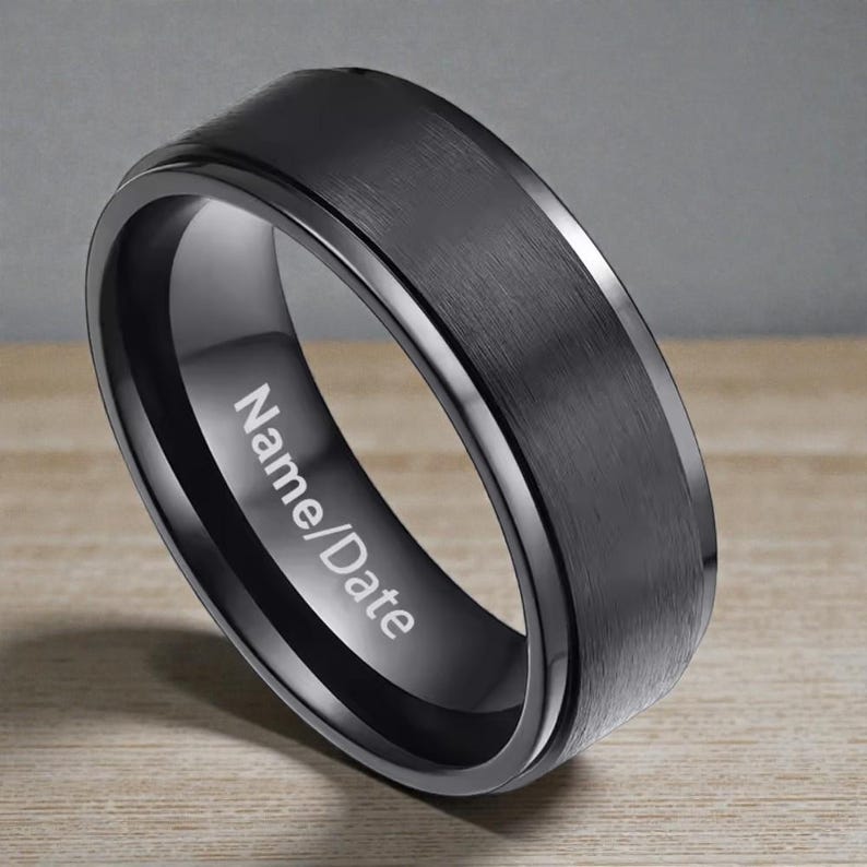 Titanium Men’s Ring, Wedding Band, Brushed Matte Finish Raised Center, Lightweight 8mm Wide, Comfort Fit  Ring, Titanium Men’s Wedding Band