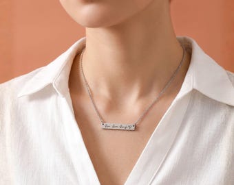 カスタム刻印バーネックレス｜パーソナライズネームプレートネックレス（ゴールド、シルバー、ローズゴールド）｜ソングコードネックレス｜彼女への誕生日プレゼント