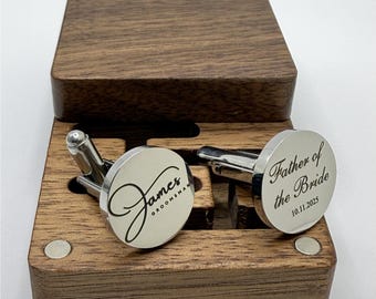 Gemelos personalizados, grabados y chapados en oro de 18 quilates, regalo para padrinos de boda